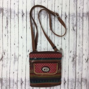 Fossil Slim Printed Waxed Canvas Crossbody